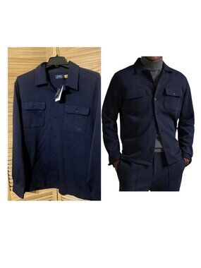 Polo Ralph Lauren Big & Tall Long Sleeve Double Knit Cotton Blend Camp Shirt XLT